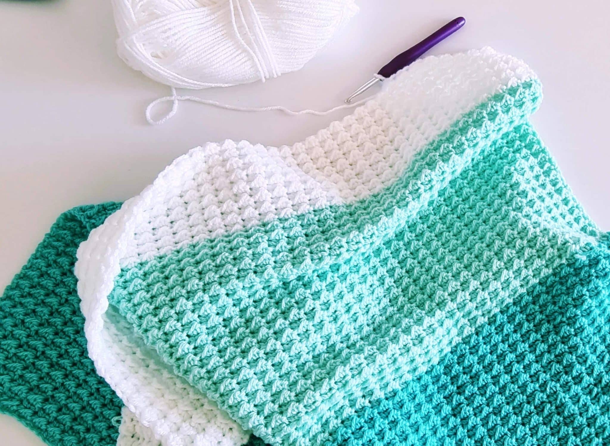 Free Bernat Linen Stitch Stripes Crochet Blanket Pattern