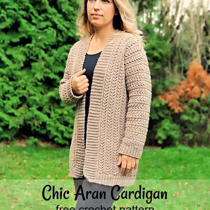 Image for Chic Aran Cardigan - Free Crochet Pattern with Tutorial