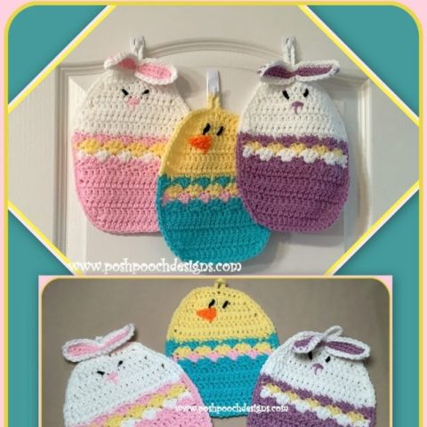 Image for Bunny And Chick Easter Egg Hot Pads Crochet Pattern