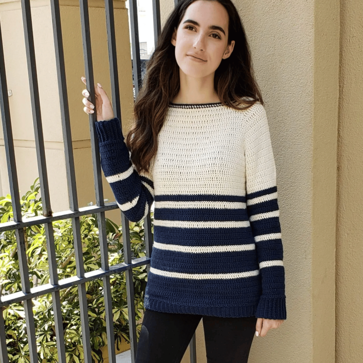 Image for Nautical Knots Pullover – FREE Crochet Pattern