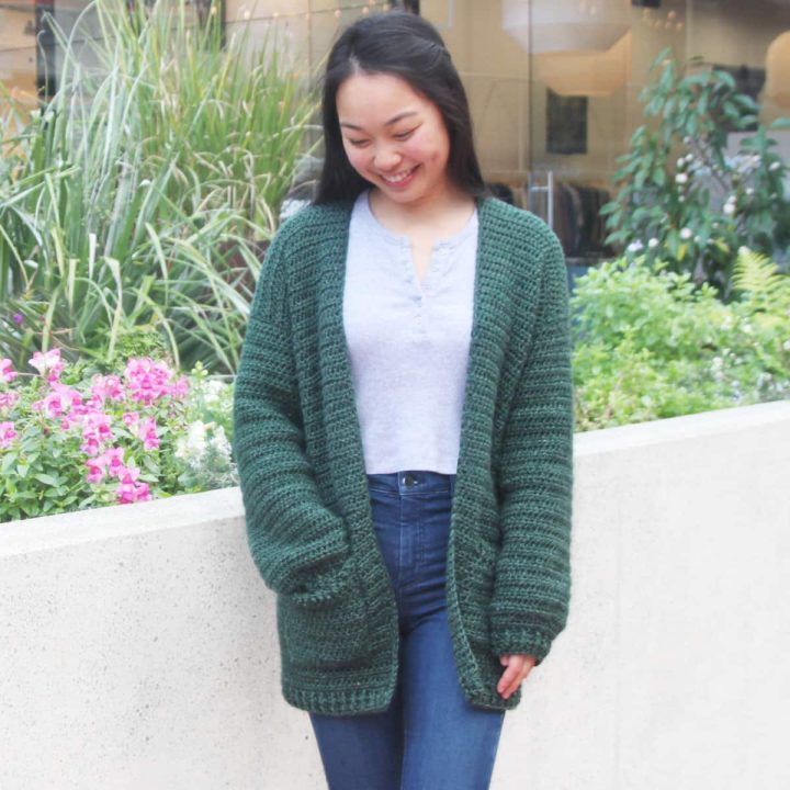 Image for Easy Pocket Crochet Cardigan - free pattern + video tutorial
