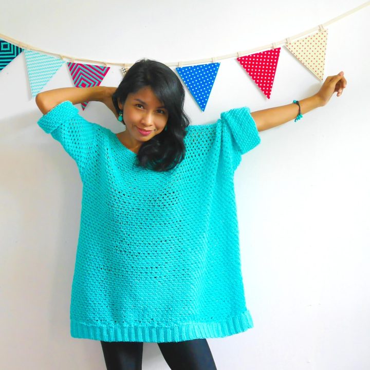 Image for Knit Look Oversize Crochet Sweater Free Pattern