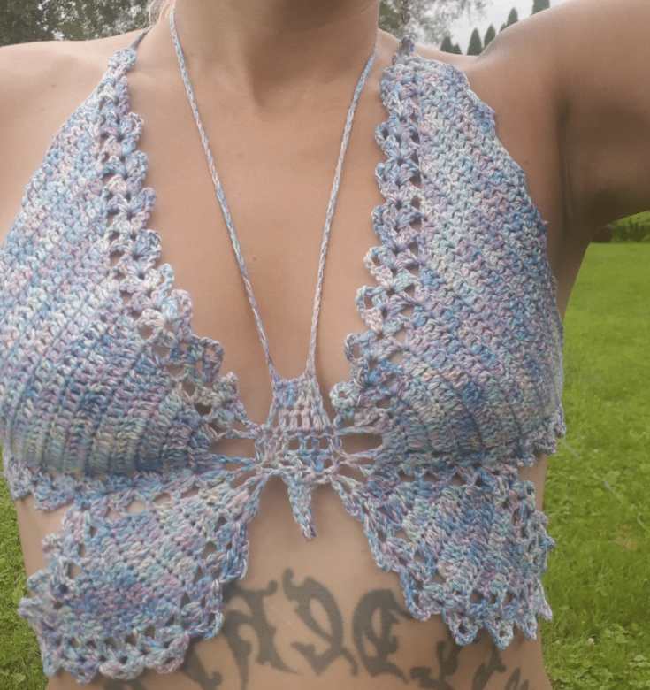 Crochet Butterfly Top with Open Lace Up Back – leniscrochet
