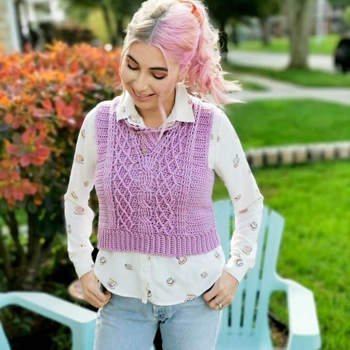 Image for Alice Cabled Vest – Free Crochet Pattern