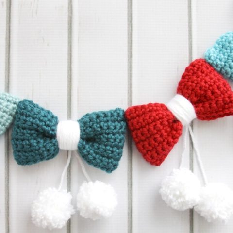 Image for Pom Poms and Bows Crochet Garland
