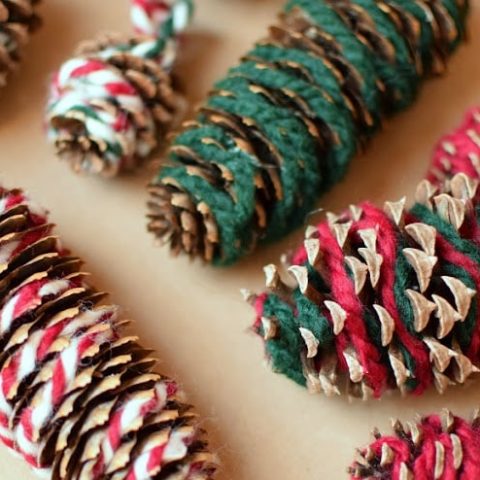 Image for Yarn Wrapped Pinecone Ornaments