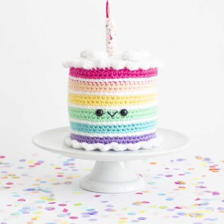 Image for Free Crochet Rainbow Birthday Cake Amigurumi
