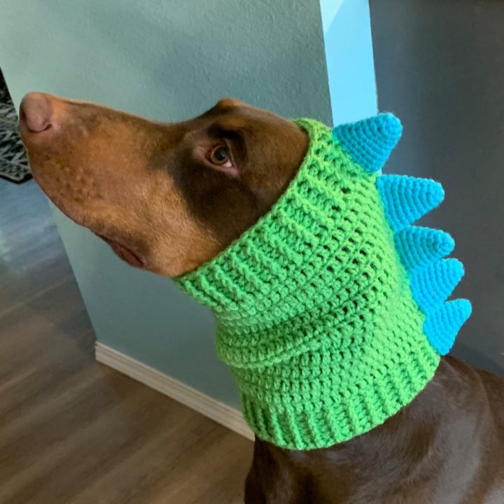 Image for Crochet Pattern Dog Dinosaur Snood Cowl / Hat