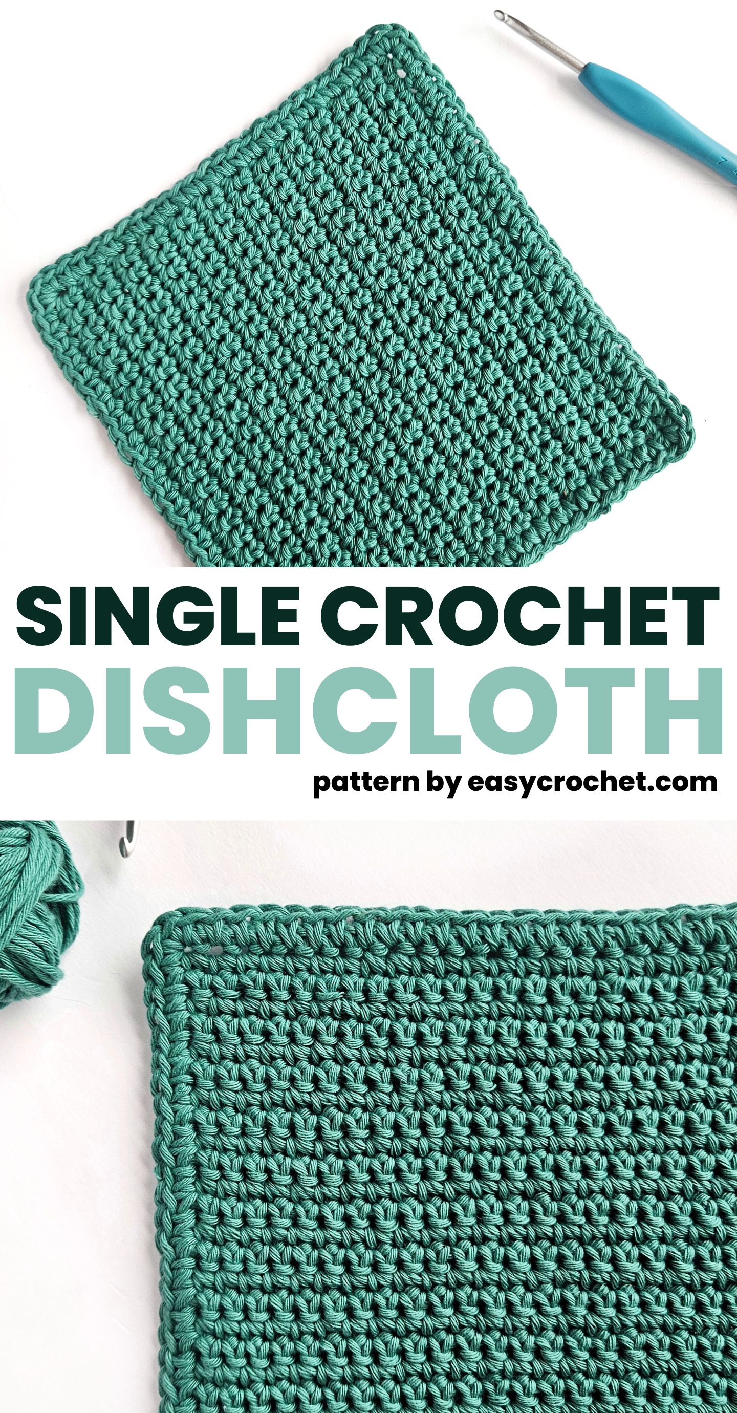 Easy Crochet Dishcloth Pattern for Beginners (all single crochets!) - Easy Crochet Patterns