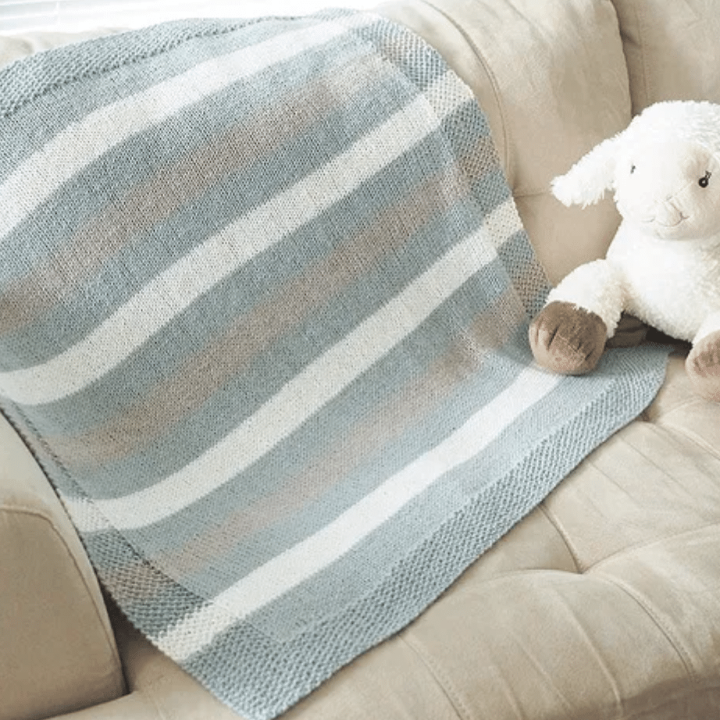 Image for Easy Striped Baby Blanket Knitting Pattern