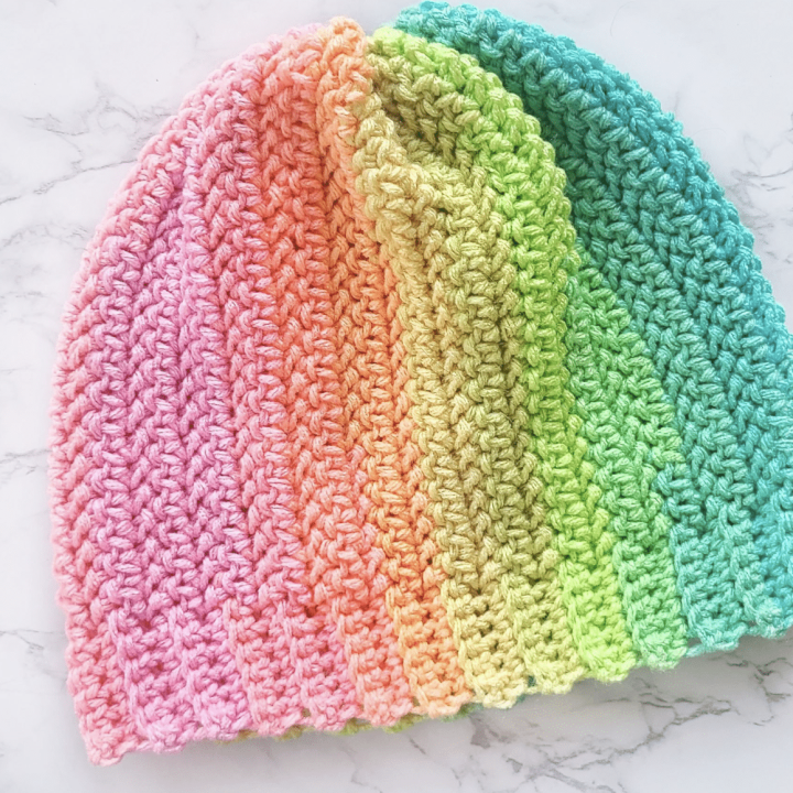 Image for Neon Rainbow Striped Crochet Hat