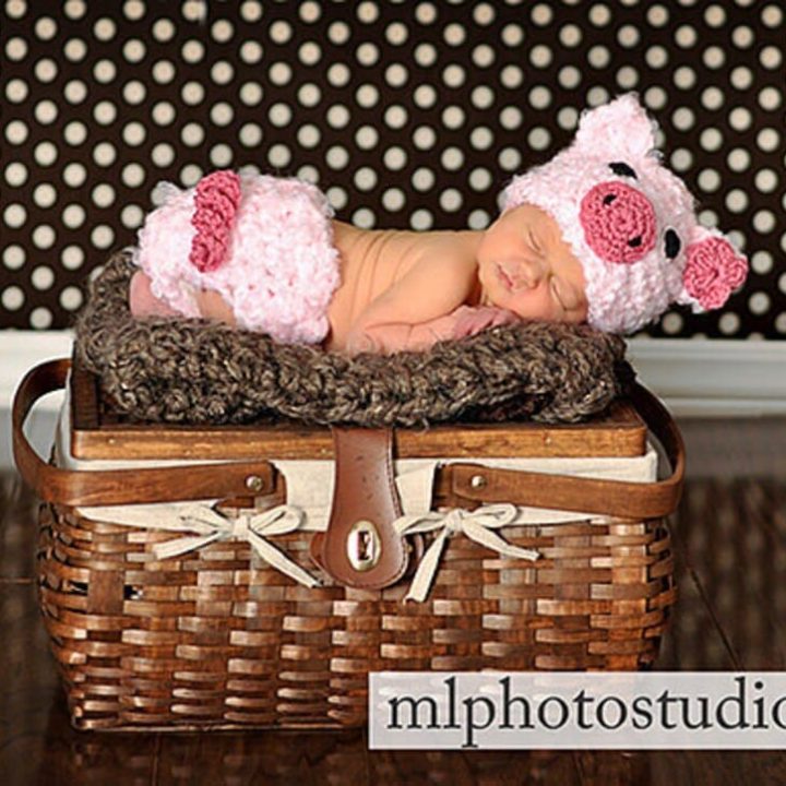 Image for Crochet Pig Hat Pattern Newborn Pig Outfit 