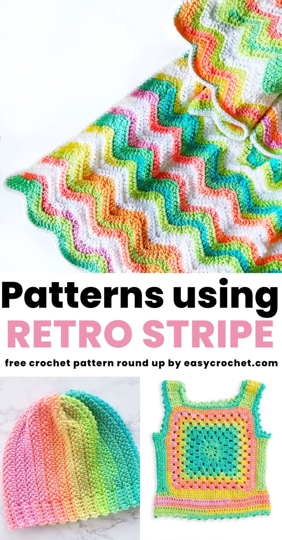 How to Crochet: Retro Stripe Sunburst Granny Square Throw