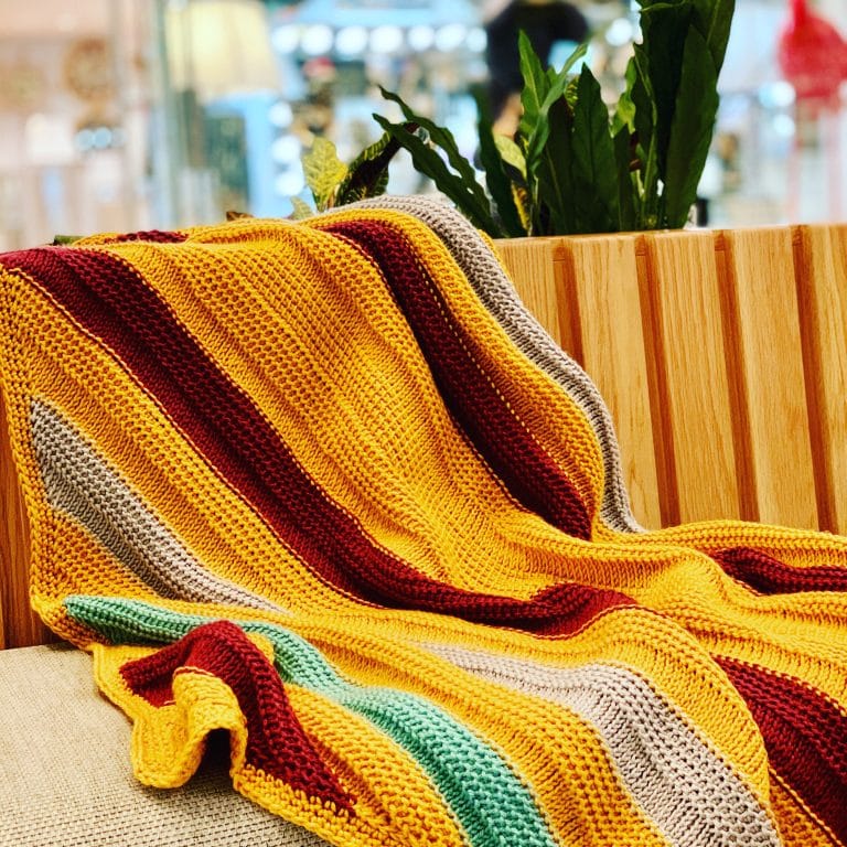 Mustard and Co Tunisian Crochet Blanket