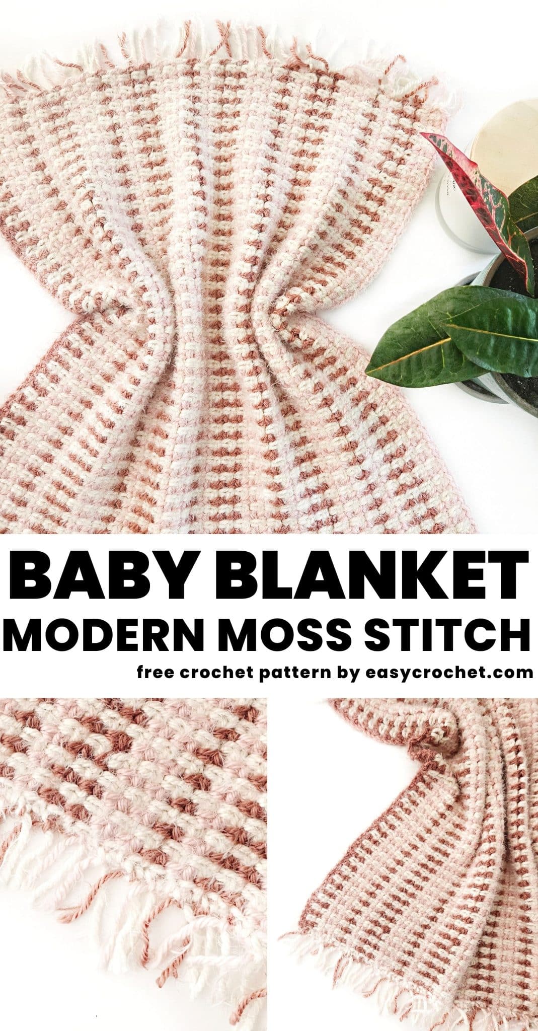 free crochet pattern for an easy moss stitch baby blanket