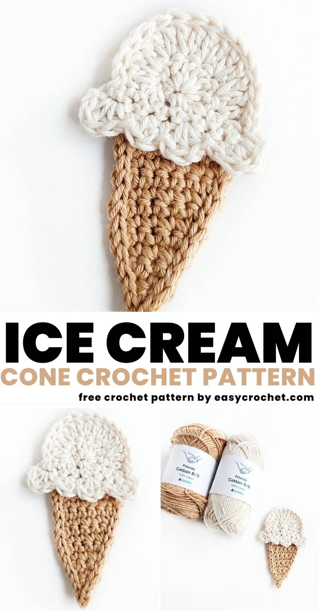 Ice Cream Cone applique crochet pattern