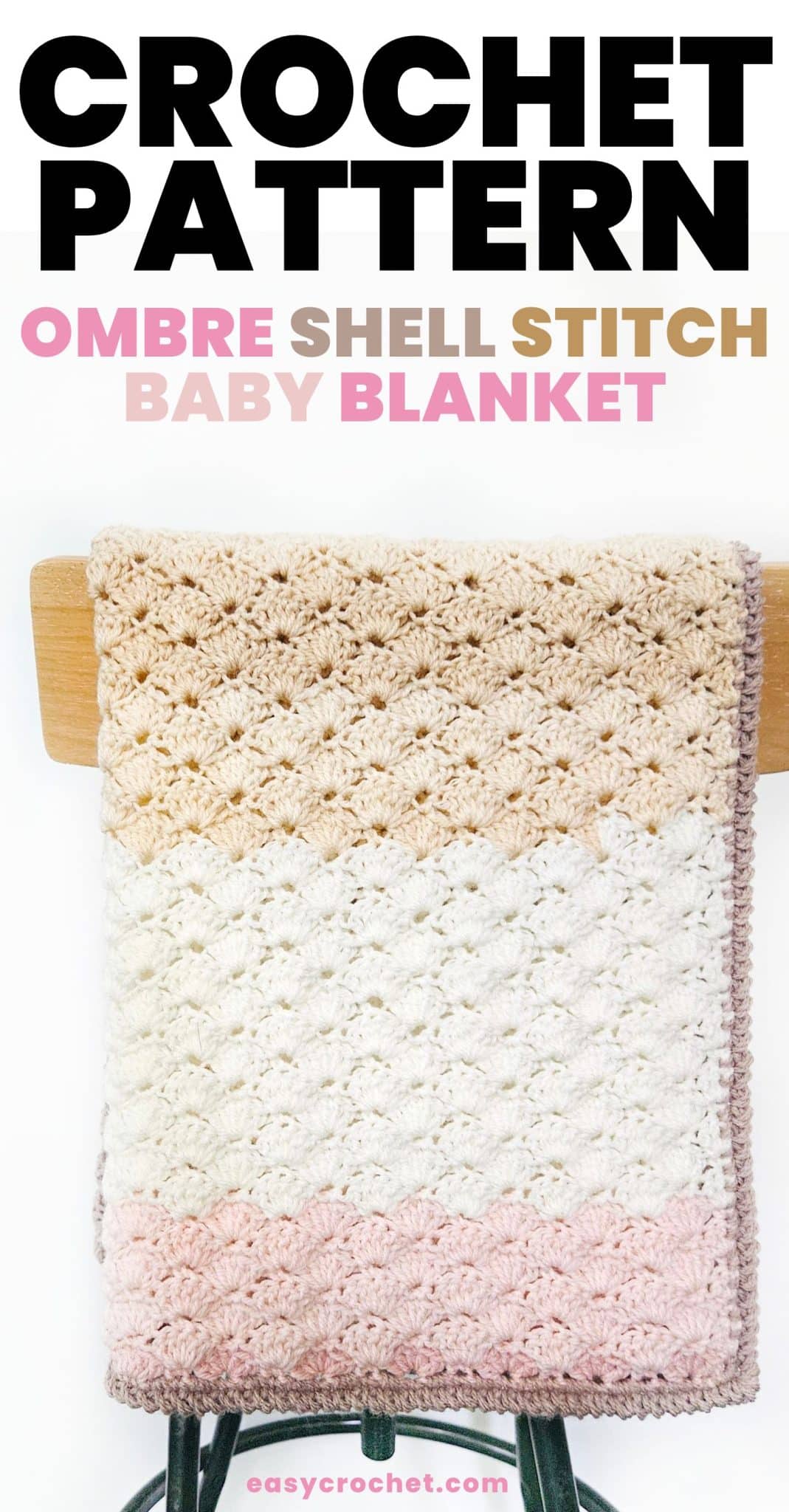ombre shell stitch baby blanket