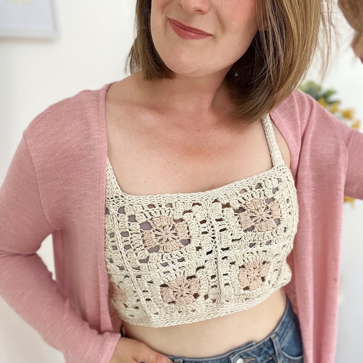 original textile fabric/crochet tops-