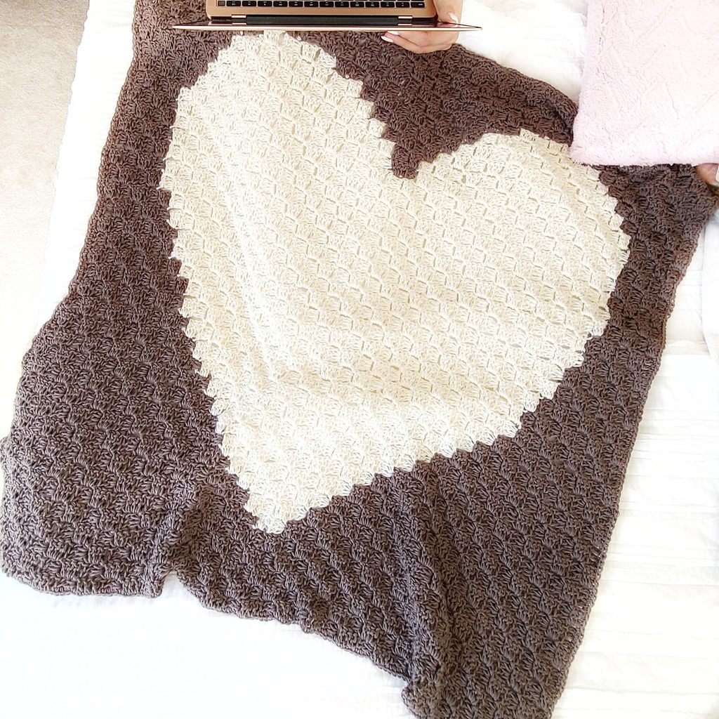 heart crochet blanket c2c 