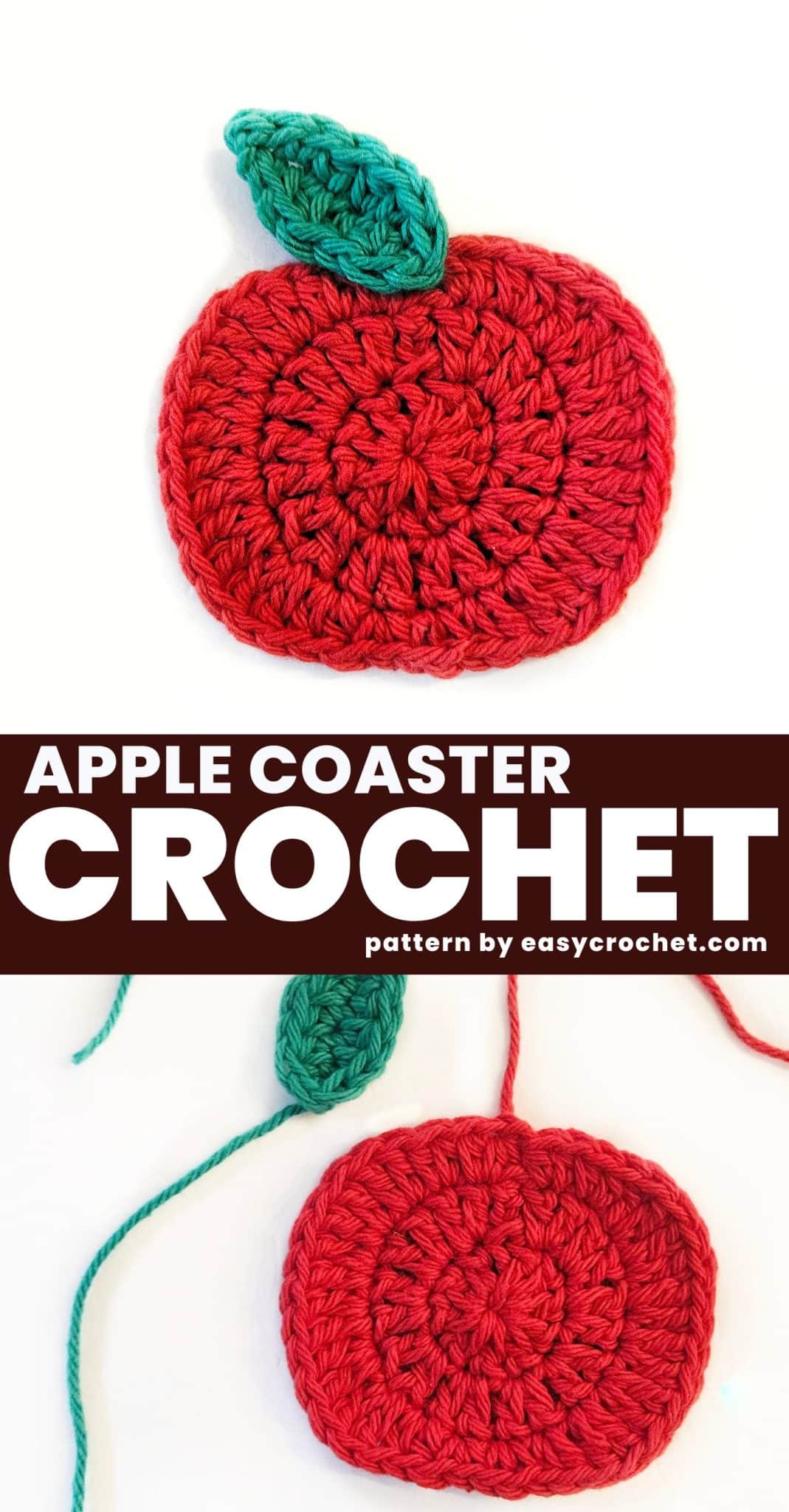 Apple Crochet Coaster pattern