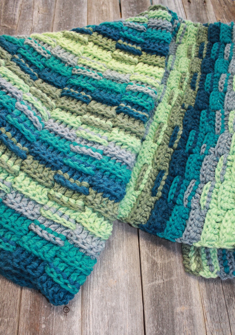 Gray & Green Easy Striped Baby Blanket Crochet Pattern - A More Crafty Life