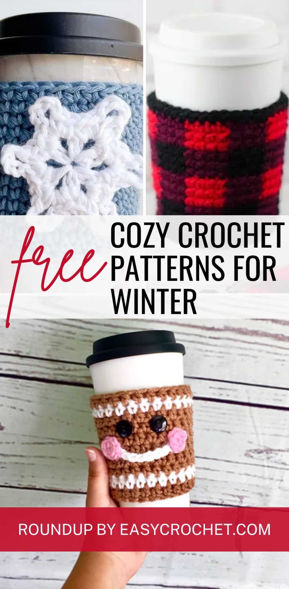 winter crochet coffee cozy patterns