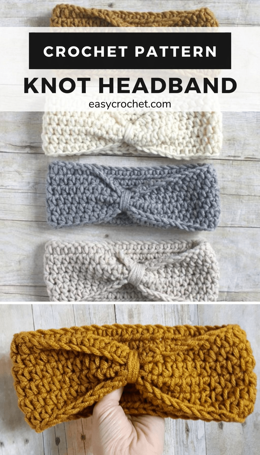 Knotted crochet headband