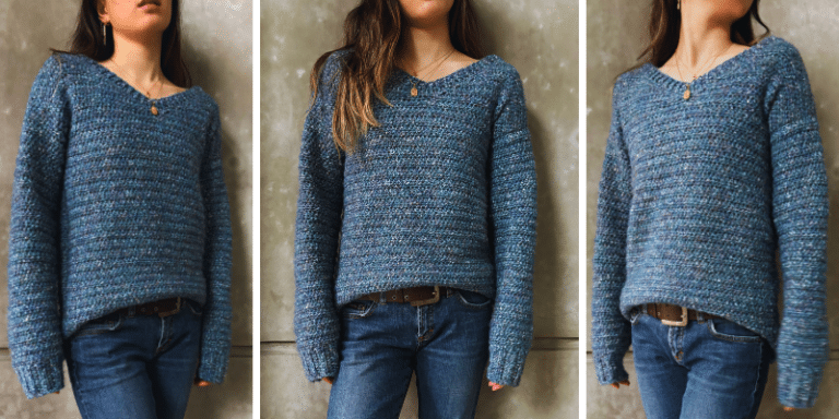 Your First Basic V Neck Crochet Sweater