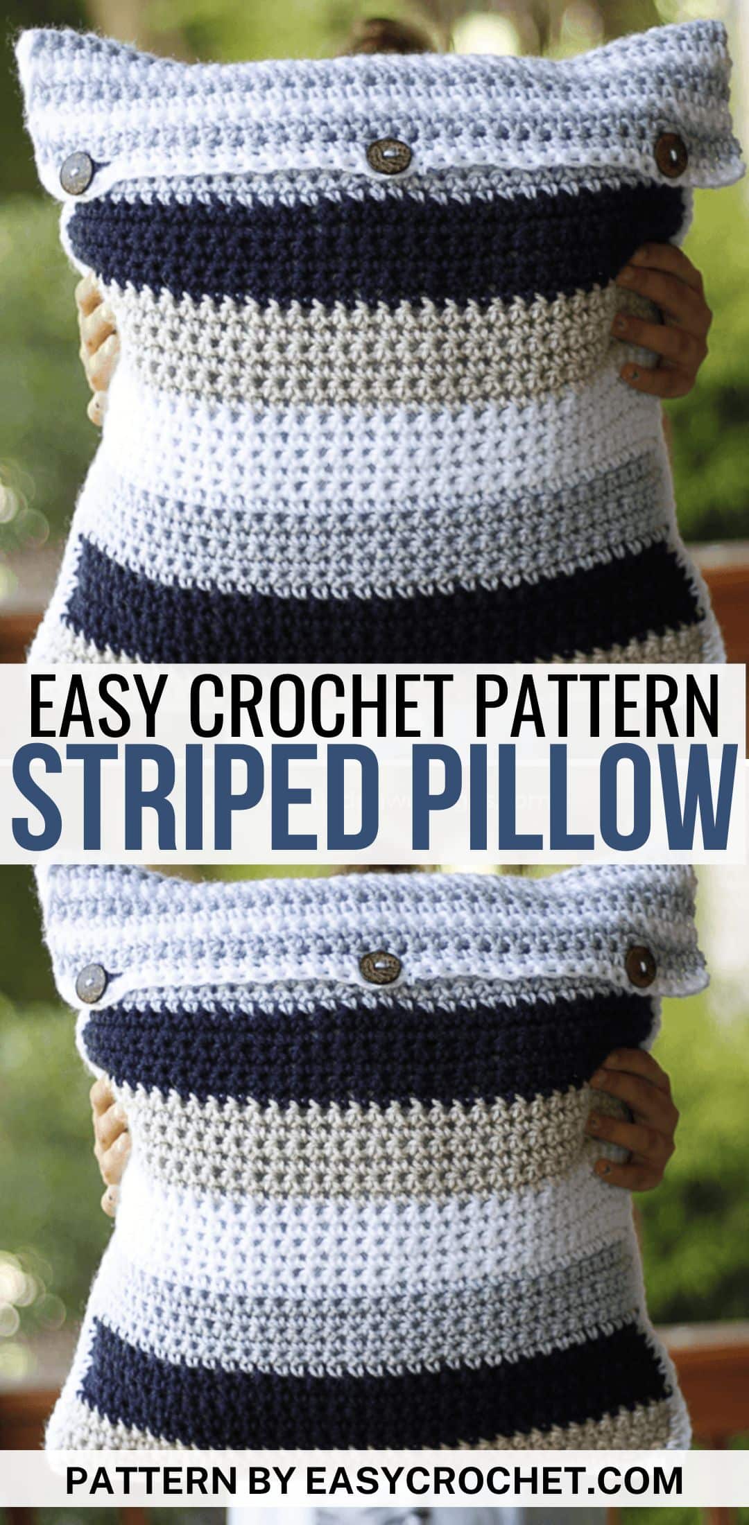 striped crochet pillow pattern from easycrochet.com