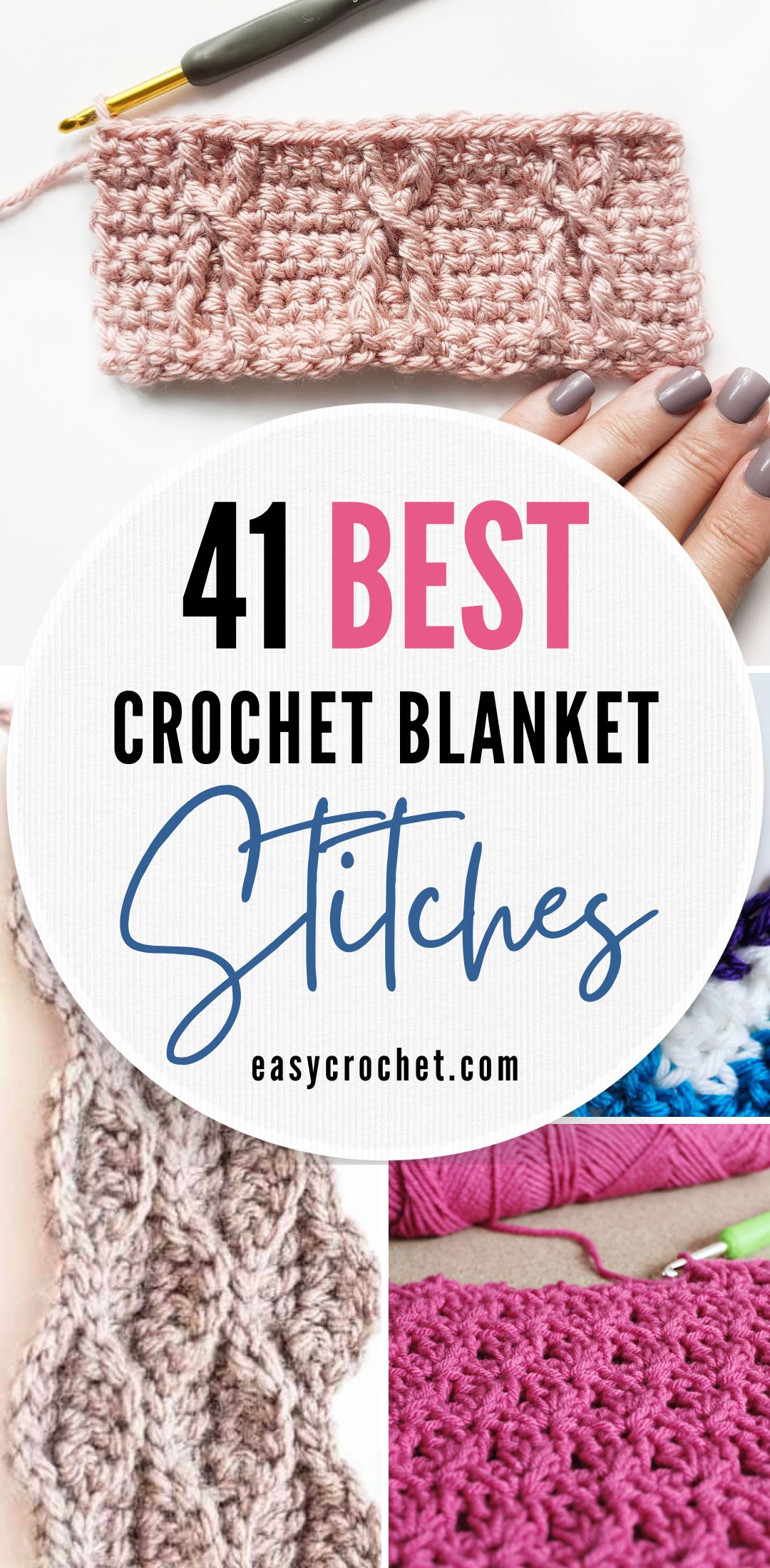 A picture showing some of the best crochet stitches for blankets