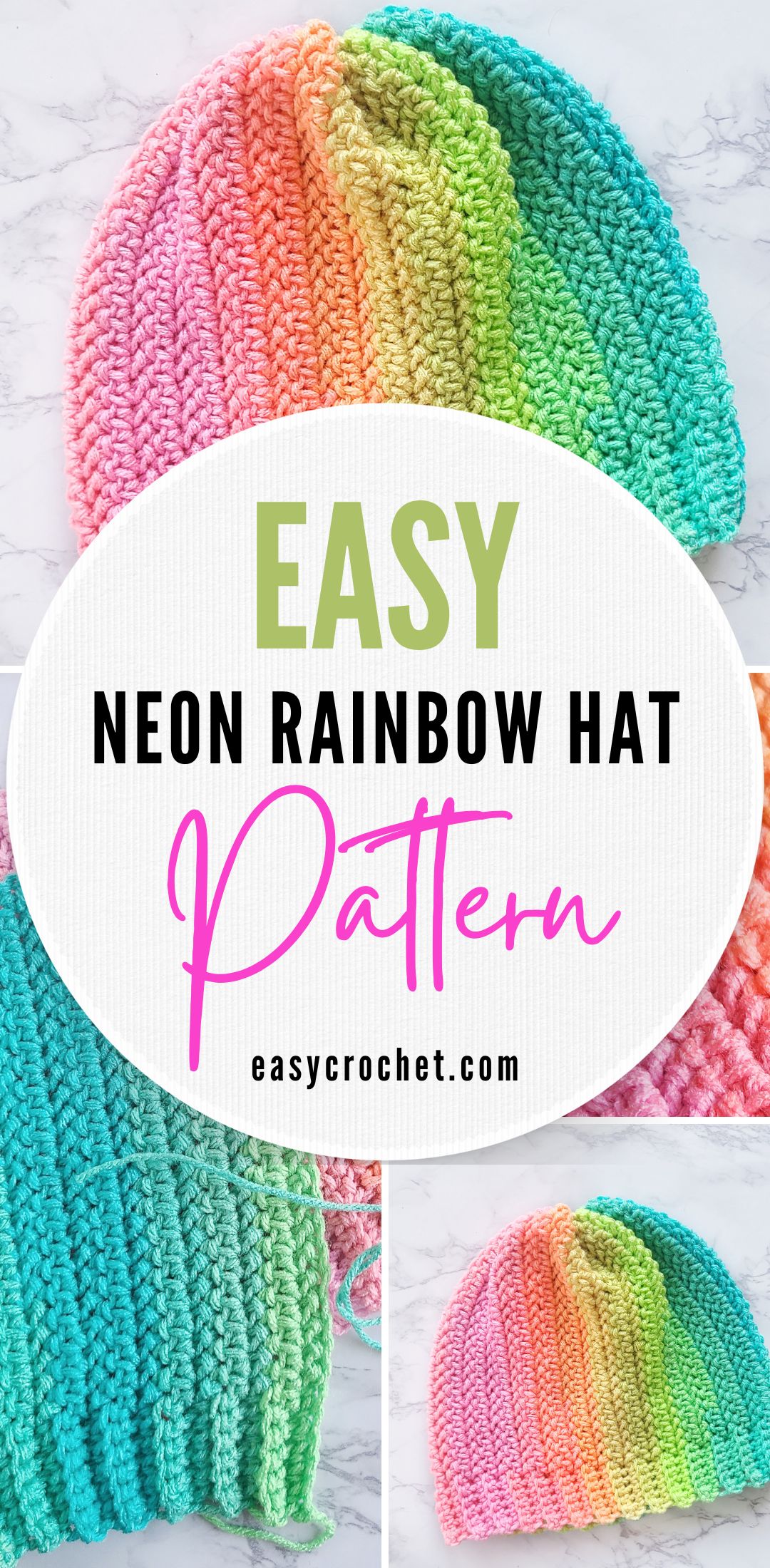 rainbow neon crochet hat pattern