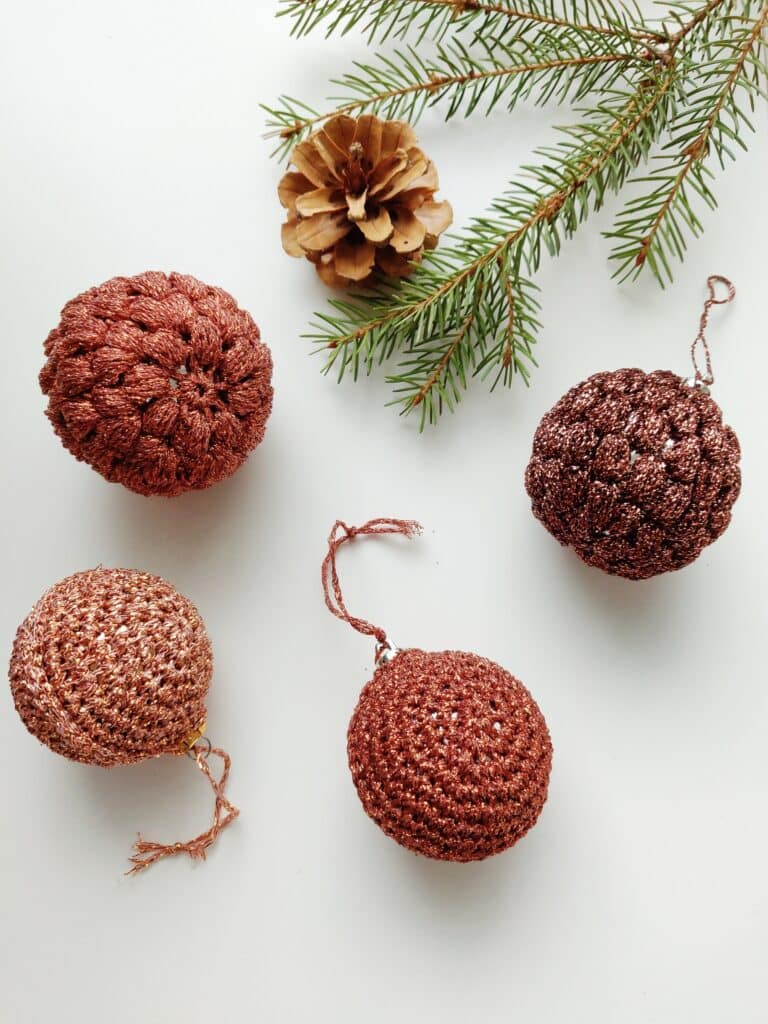 Crochet Pinecone Christmas Ornaments