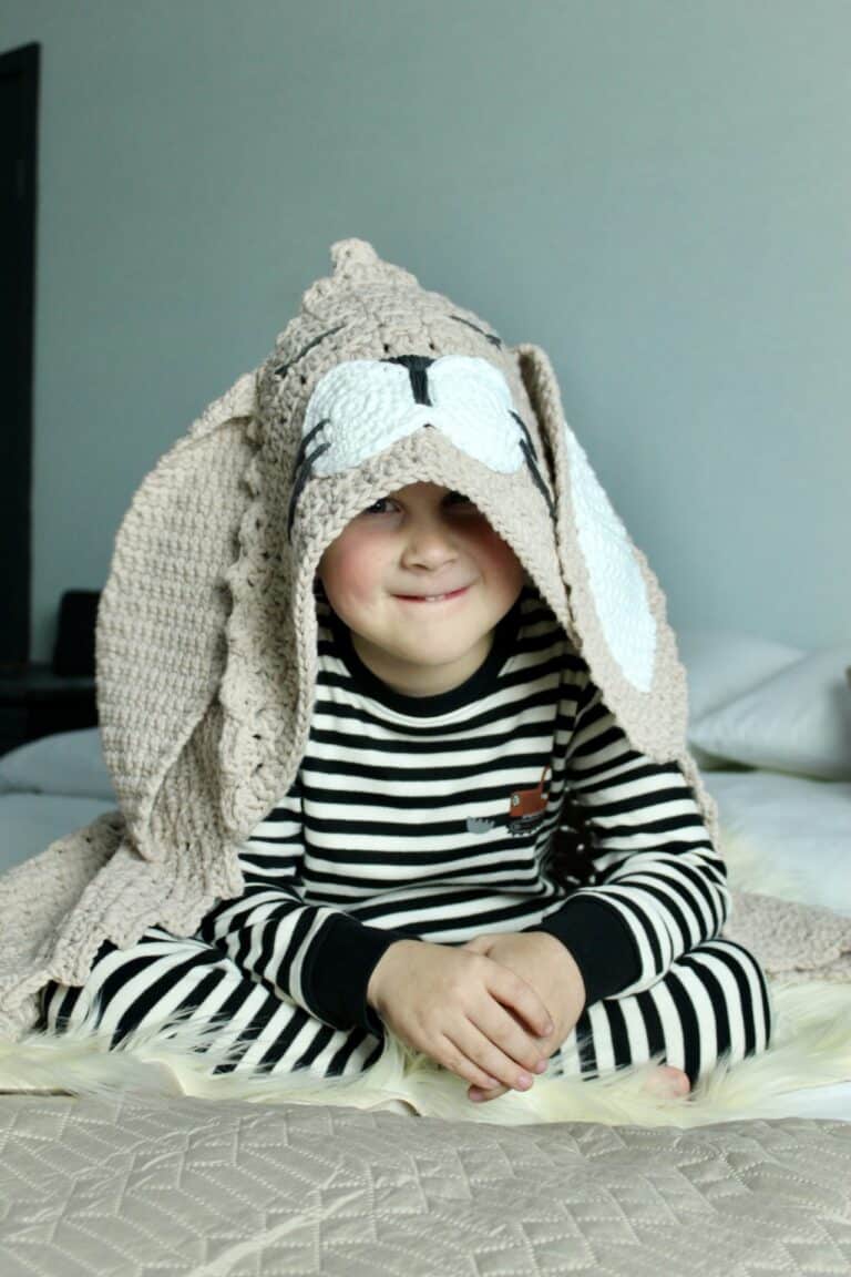 Hop Bunny Hooded Crochet Blanket